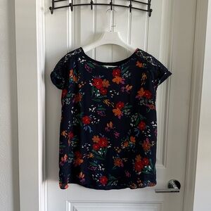 Floral Print Navy Blouse